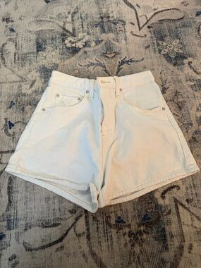 Women's High-Waist White Denim Shorts